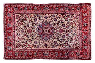 An Isfahan Wool Rug 7 feet 10 inches x 4 feet 11 inches.