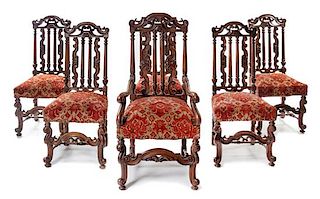 A Set of Six American Oak Dining Chairs Height 43 3/4 inches.