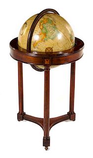 An American Sixteen-Inch Library Globe Height 38 inches.