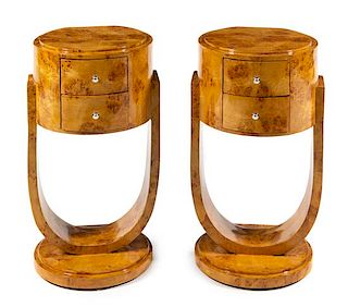 A Pair of Art Deco Style Nightstands Height 30 inches.