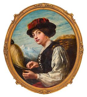Artist Unknown, (Likely Austrian, 19th Century), Portrait of a Woman Spinning Yarn