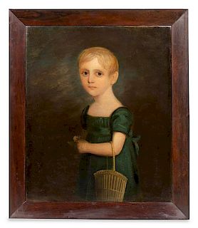 American School, (Early 19th Century), Portrait of a Girl with a Basket