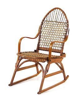 A Tubbs Bent Ash Snowshoes Rocking Chair Height 36 inches.