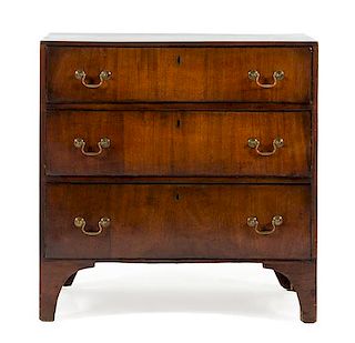 A George III Mahogany Chest of Drawers Height 30 x width 30 x depth 15 1/2 inches.