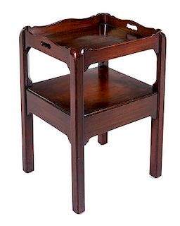 A Georgian Style Mahogany Side Table Height 27 1/4 x width 18 3/4 x depth 16 3/8 inches.