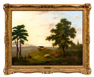 After George Lambert, (British, Late 18th/Early 19th Century), Landscape with a Herd and a Seated Figure
