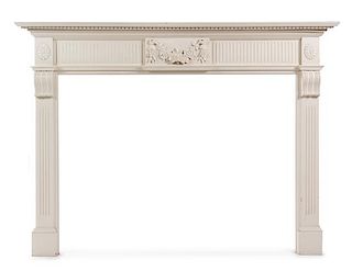 An Adam Style Painted Fireplace Surround Height 50 1/2 x width 68 inches.