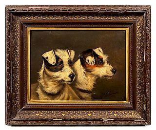 Alfred Wheeler, (British, 1851-1932), Two Terriers