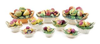 Ten Rockingham Fruit Baskets Width of widest 5 1/4 inches.