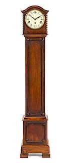 A Victorian Oak Grandmother Clock Height 55 x width 11 x depth 7 7/8 inches.