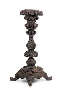 An Anglo-Indian Pierce Carved Plant Stand Height 27 inches.