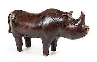 * A Leather Rhinoceros Stool Height 17 1/2 x width 34 inches.