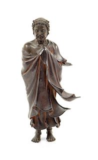 A Japanese Bronze Figure Height 10 1/4 inches.