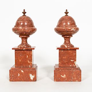 Pair, Rouge Marble Decorative Table Accessories