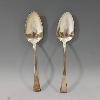 PAIR OF ANTIQUE ENGLISH STERLING SILVER LARGE SPOON 116 GRAMS