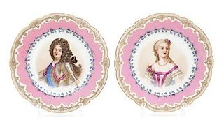 A Pair of Sevres Porcelain Plates Diameter 9 1/2 inches.
