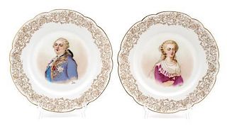 A Pair of Sevres Porcelain Plates Diameter 9 3/8 inches.
