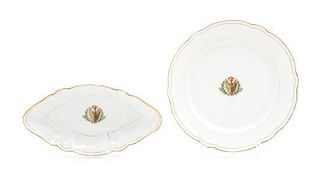 Two French Porcelain Articles Diameter of plate 9 3/8 inches.
