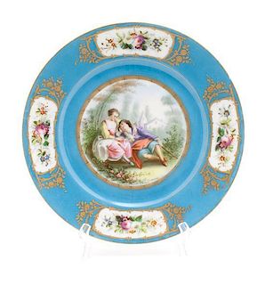 A Sevres Porcelain Plate Diameter 8 7/8 inches.