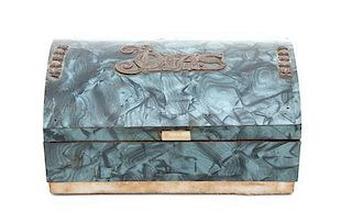 A Portuguese Silver Mounted Jewelry Box Width 5 3/8 inches.
