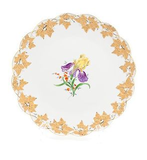 A Meissen Porcelain Charger Diameter 13 1/4 inches.