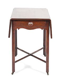 A Georgian Style Mahogany Drop-Leaf Sofa Table Height 27 7/8 x width 20 1/4 x depth 29 1/4 inches (closed).
