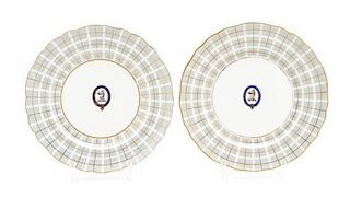 A Pair of English Porcelain Plates Diameter 10 1/8 inches.