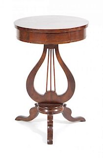 Empire Mahogany Drum Table Height 27 7/8 inches.