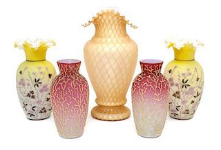 A Collection of American Glass Vases Height of tallest 12 1/2 inches.