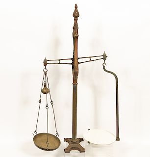 R.H. Hood Beam Scale With Porcelain Pan, 1854
