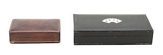 Two Leather Table Boxes Width of wider 9 1/2 inches.