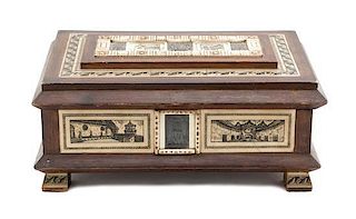 A Bone Inlaid Table Casket Height 6 x width 12 3/4 x depth 8 inches.
