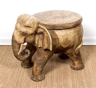An Elephant Form Side Table Height 20 inches.