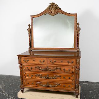 Louis XVI Style Walnut Mirror-back Dresser
