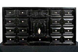 19th C. Neoclassical Ebonized Collector's Cabinet