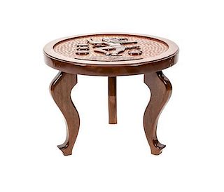 A Carved Wood Low Side Table Height 19 1/4 x diameter 25 inches.
