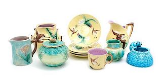 A Group of Eleven Majolica Items Height of tallest 5 1/2 inches.