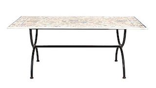 An Italian Pietra Dura and Marble Top Dining Table Height 29 x length 60 x width 36 inches.