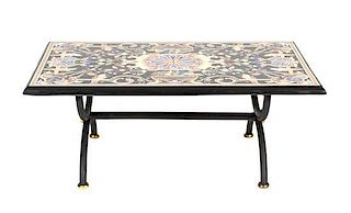 An Italian Pietra Dura Low Table Height 18 x width 47 1/2 x depth 29 3/4 inches.