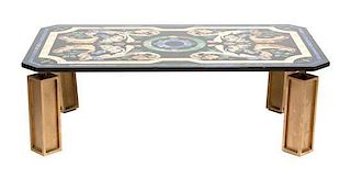 A Faux Scagliola Low Table Height 17 x width 53 1/8 x depth 31 1/2 inches.