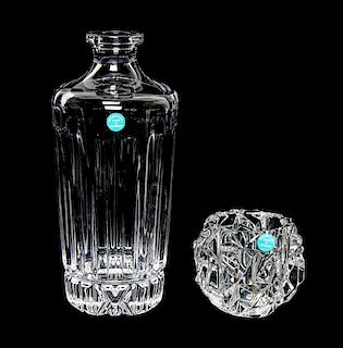 Two Tiffany & Co. Glass Articles Height of decanter with stopper 10 inches.
