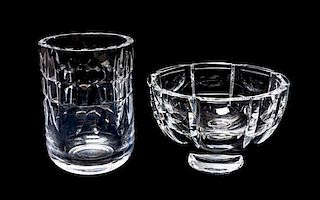 Two Pieces of Swedish Crystal Height 6 3/4 inches.
