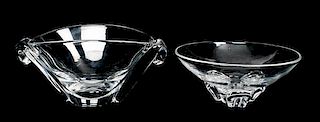 Two Steuben Glass Bowls Diameter of larger 9 3/4 inches.