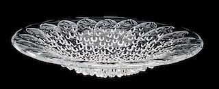 A Lalique Molded and Frosted Glass Bowl Diameter 14 inches.