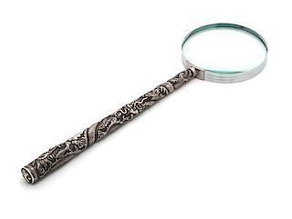 Chinese Export Magnifying Glass Length 13 3/8 inches.