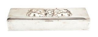 A German Silver-Plate Glove Box Width 14 1/4 inches.