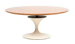 A Rosewood and Painted Metal Coffee Table Height 19 3/8 x diameter 42 inches.