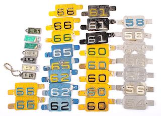 Collection Of License Plate Date Tags '54 - '66