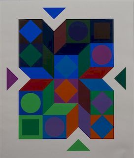 After Victor Vasarely, (20th Century), Composition with Geometric Forms