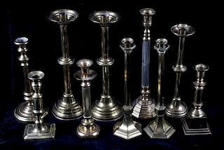 Collection Of Assorted Brass Candlestick Holders